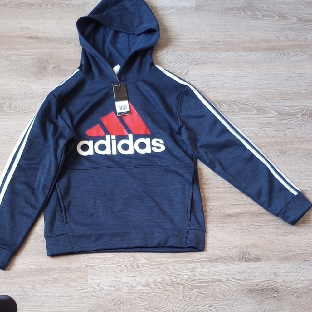 Adidas Kids Hoodie in Navy with Red Logo